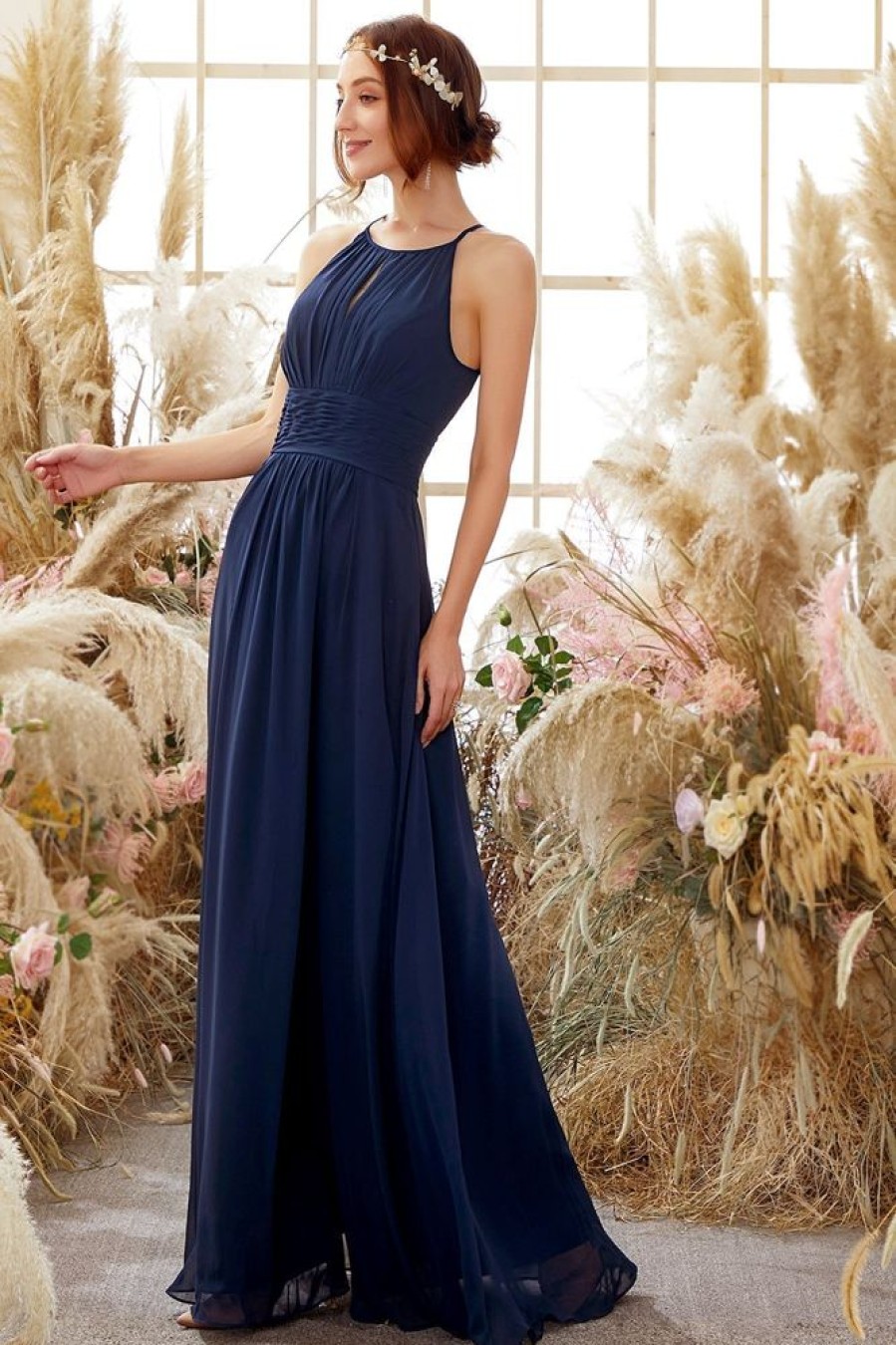 Homrain Halter Chiffon Bridesmaid Dress | Boho Bridesmaid Dresses