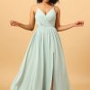 Homrain Mint Green A-Line Ruched Chiffon Bridesmaid Dress | Boho Bridesmaid Dresses