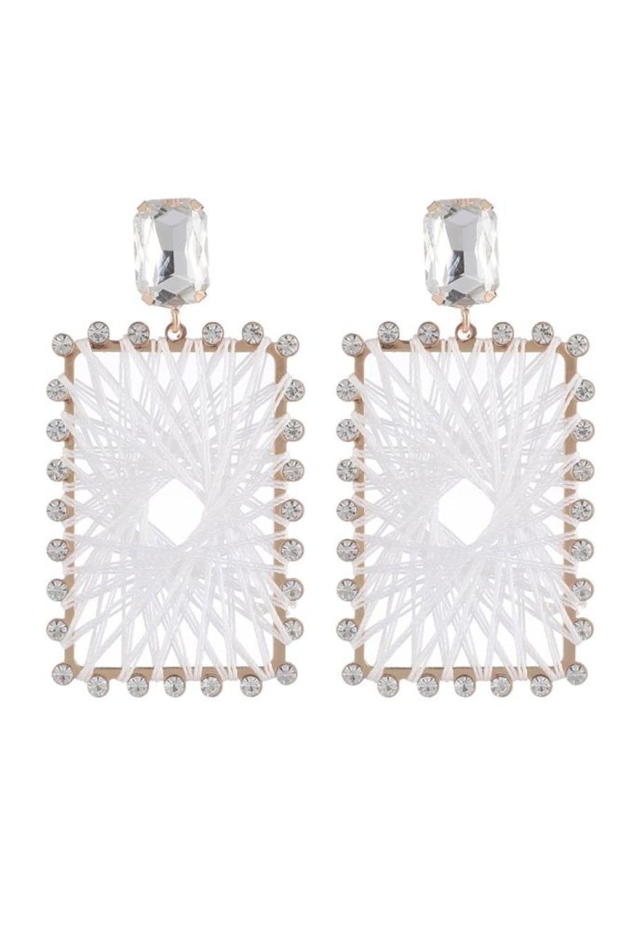 Homrain Rhinestones Square Braided Earrings | Earrings