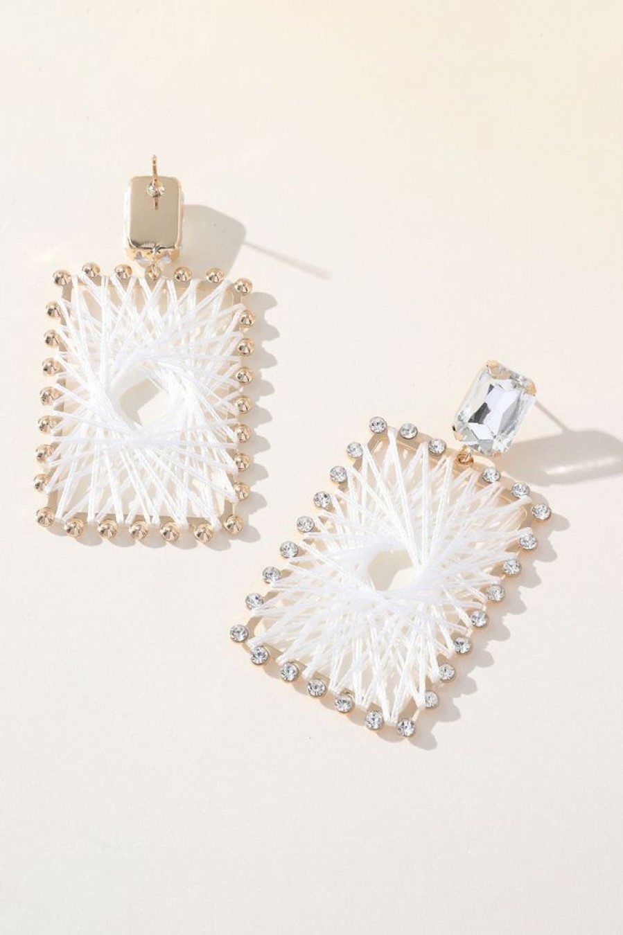 Homrain Rhinestones Square Braided Earrings | Earrings