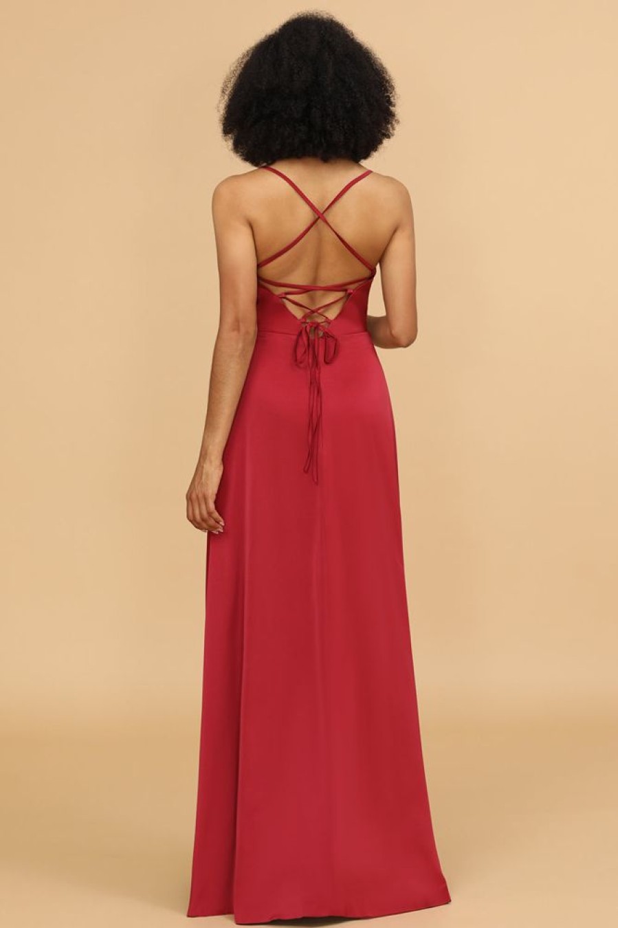 Homrain Satin Lace-Up Back Bridesmaid Dress | Bridesmaid Dresses