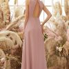 Homrain Blush Open Back Chiffon Bridesmaid Dress | Boho Bridesmaid Dresses