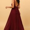 Homrain A-Line Chiffon Burgundy Bridesmaid Dress | Burgundy Bridesmaid Dress