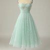 Homrain A Line Tulle Prom Dress | Green Prom Dresses