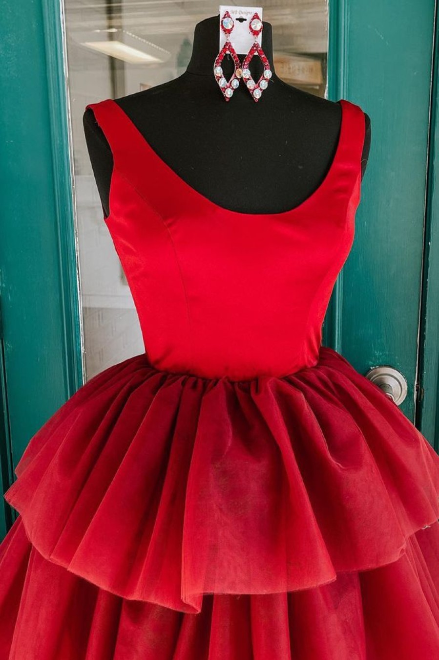 Homrain High Low Tie Homecoming Dress | Red Prom Dresses