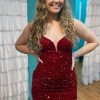 Homrain Sequins Glitter Homecoming Dress With Lace-Up Back | Red Hoco Dresses