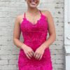 Homrain Sparkly Tight Short Homecoming Dress With Appliques | Pink Hoco Dresses