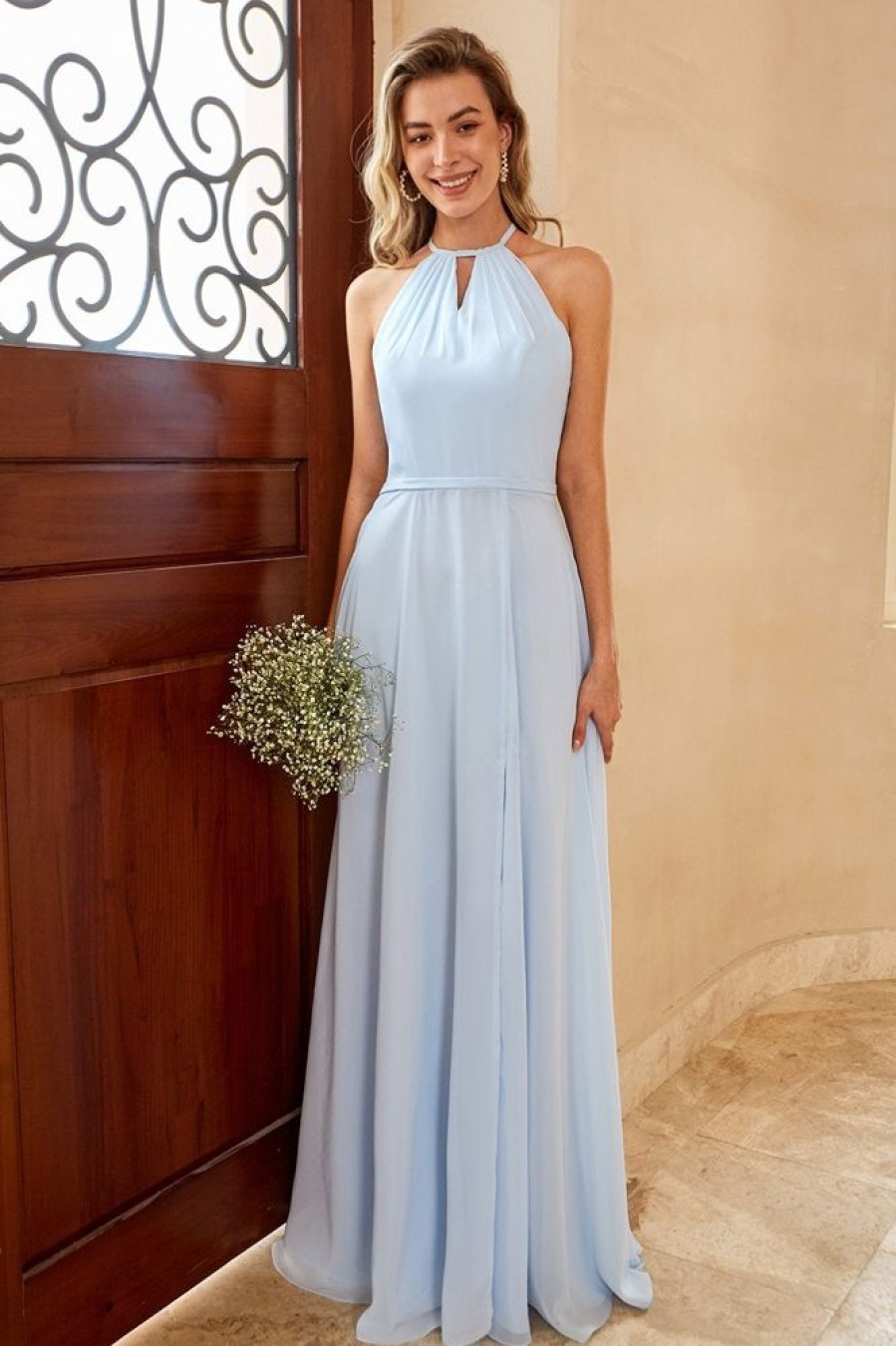 Homrain Long Chiffon Bridesmaid Dress With Slit | Wedding Guest Dresses