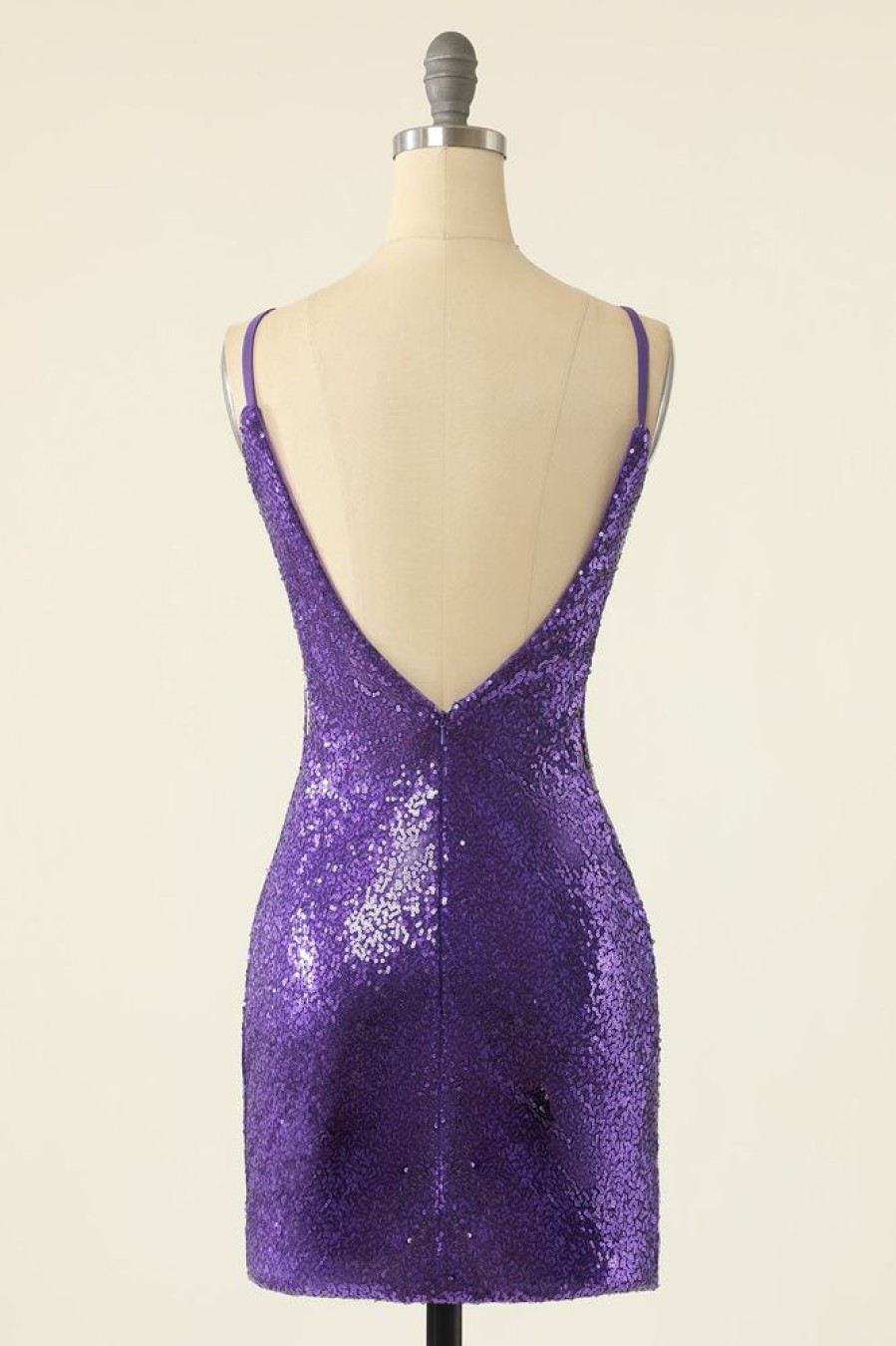 Homrain Spaghetti Straps Dark Cocktail Dress | Purple Hoco Dresses