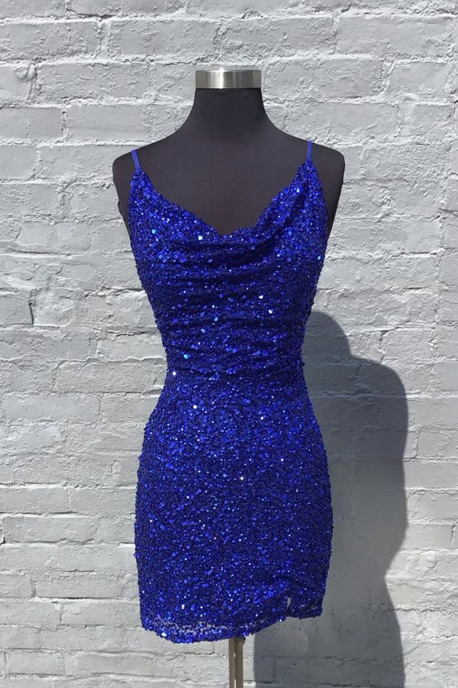 Homrain Sparkly Ruched Tight Short Sequins Homecoming Dress | Blue Hoco Dresses