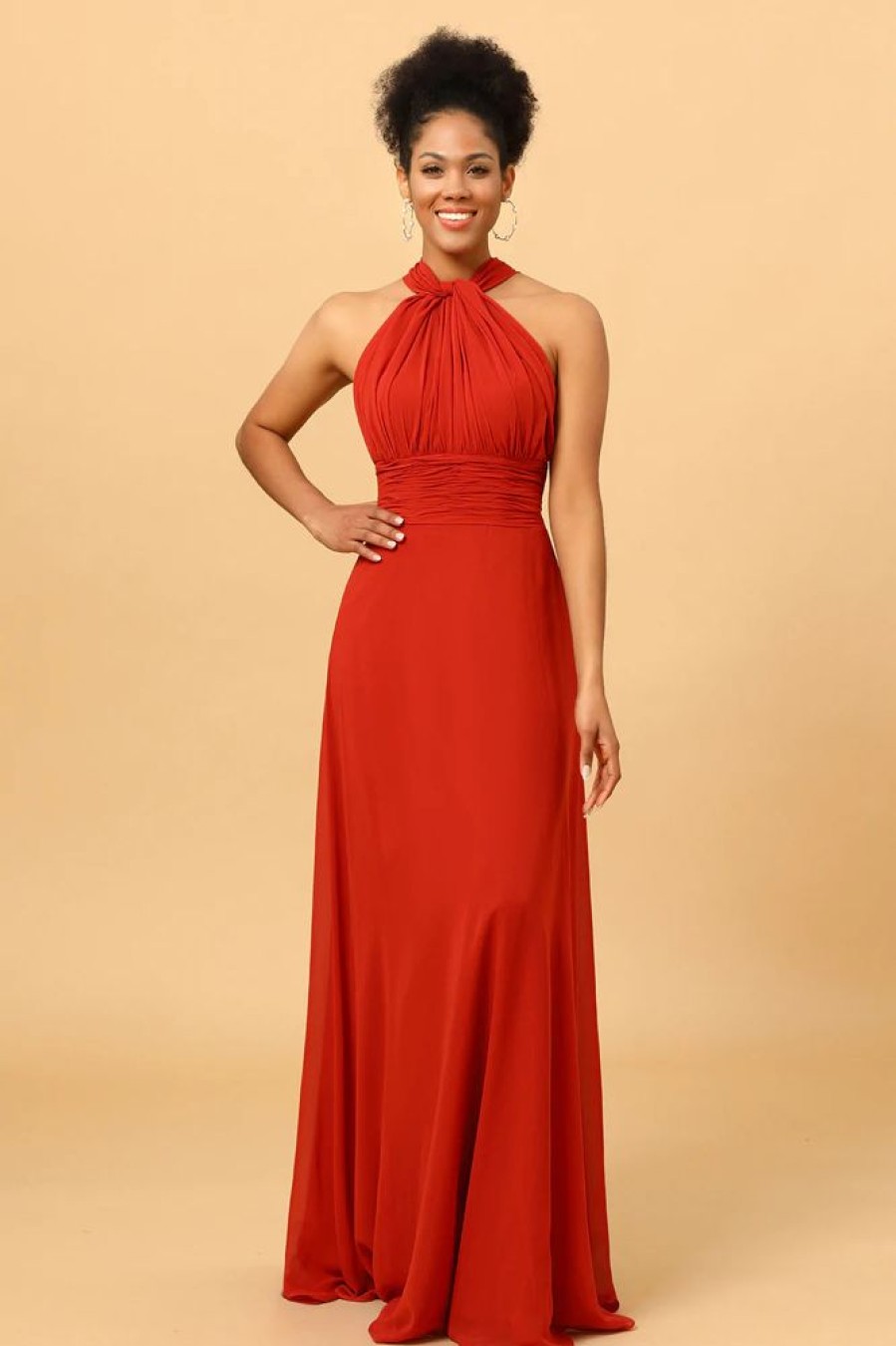 Homrain Red Convertible Chiffon Bridesmaid Dress | Bridesmaid Dresses 2024