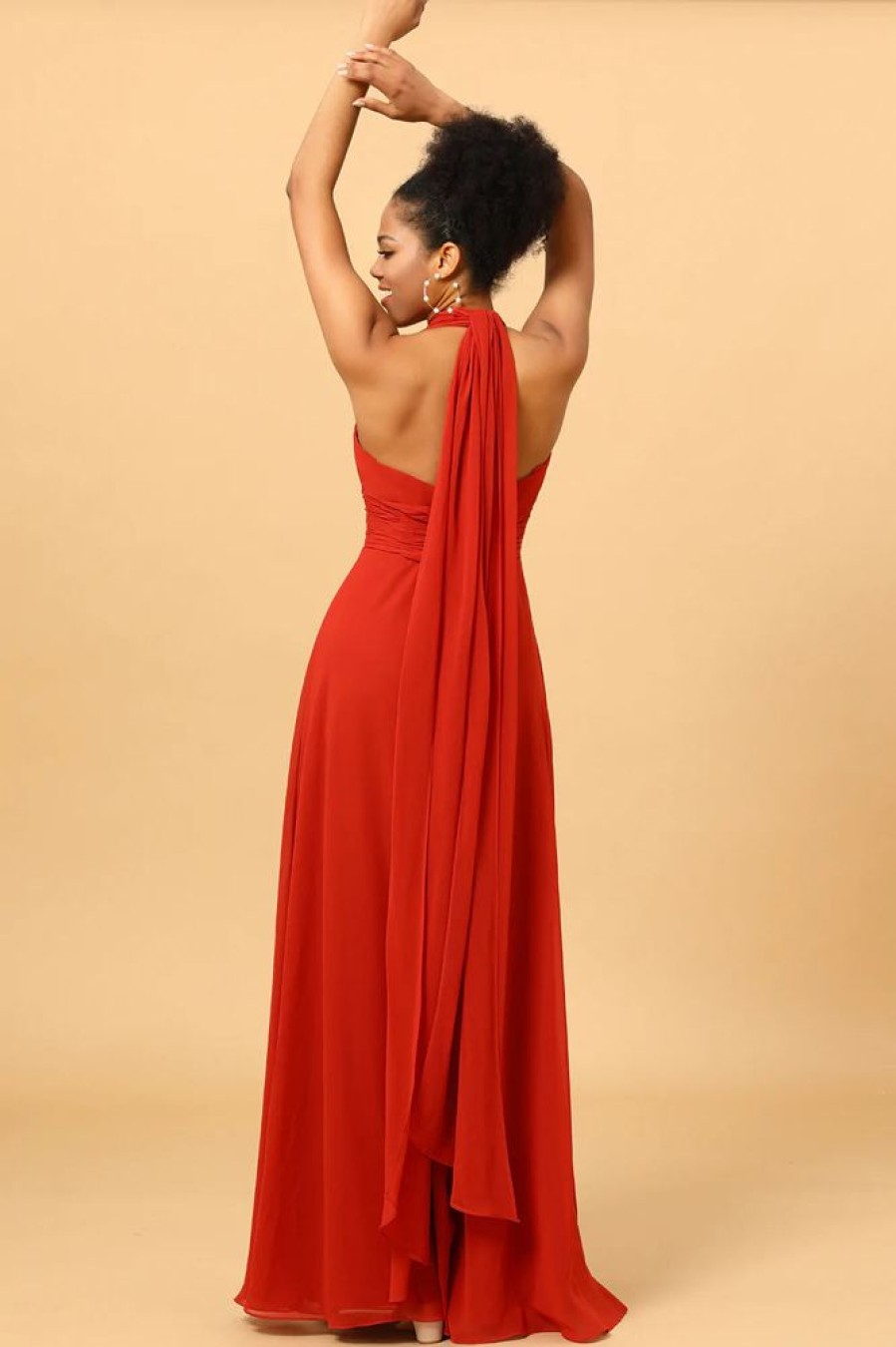 Homrain Red Convertible Chiffon Bridesmaid Dress | Bridesmaid Dresses 2024