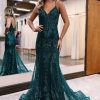 Homrain Sparkly Mermaid Sequin Long Prom Dress | Green Prom Dresses