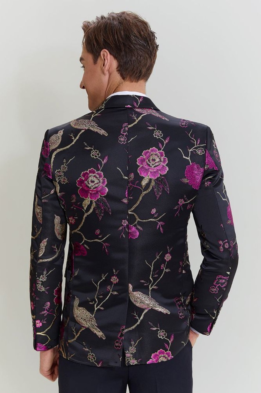 Homrain Jacquard Satin Notched Lapel Homecoming Blazer | Homecoming Suits