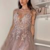 Homrain A-Line Tulle Short Homecoming Dress With Appliques | Pink Hoco Dresses