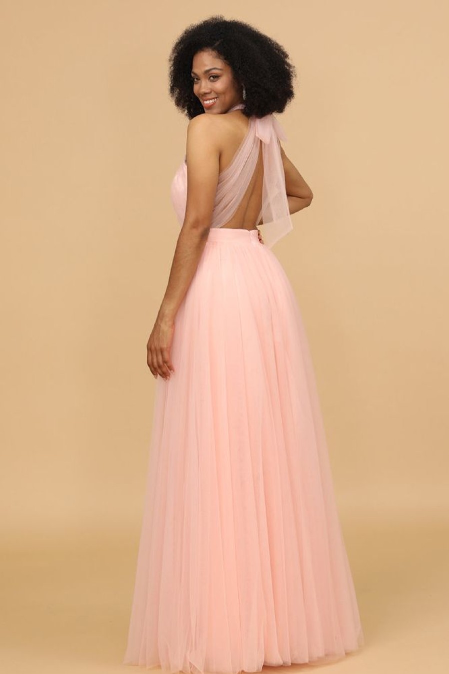 Homrain A Line Halter Long Bridesmaid Dress | Bridesmaid Dresses