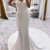 Homrain Simple Sweep Train Boho Long Mermaid Wedding Dress | Beach Wedding Dresses