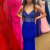 Homrain Lace-Up Back Beading Prom Dress | Blue Prom Dresses