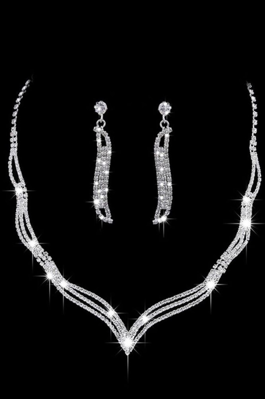 Homrain Crystal Necklace Earrings Jewelry Set | Earrings