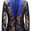 Homrain Royal Blue Men'S Blazer With Jacquard | Men Blazers