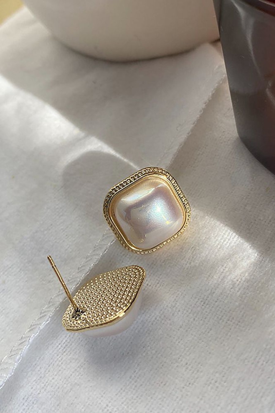 Homrain Vintage Square Pearl Earrings | Earrings