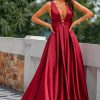 Homrain Satin Prom Dress | Red Prom Dresses