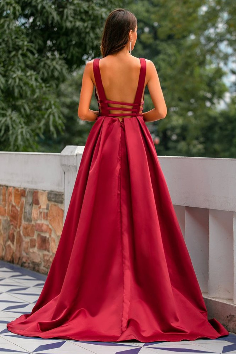 Homrain Satin Prom Dress | Red Prom Dresses