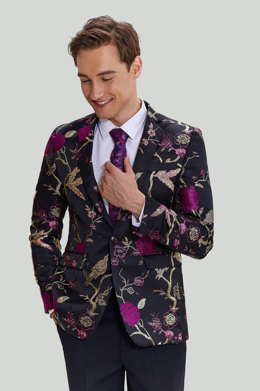 Homrain Jacquard Satin Notched Lapel Blazer | Homecoming Suits