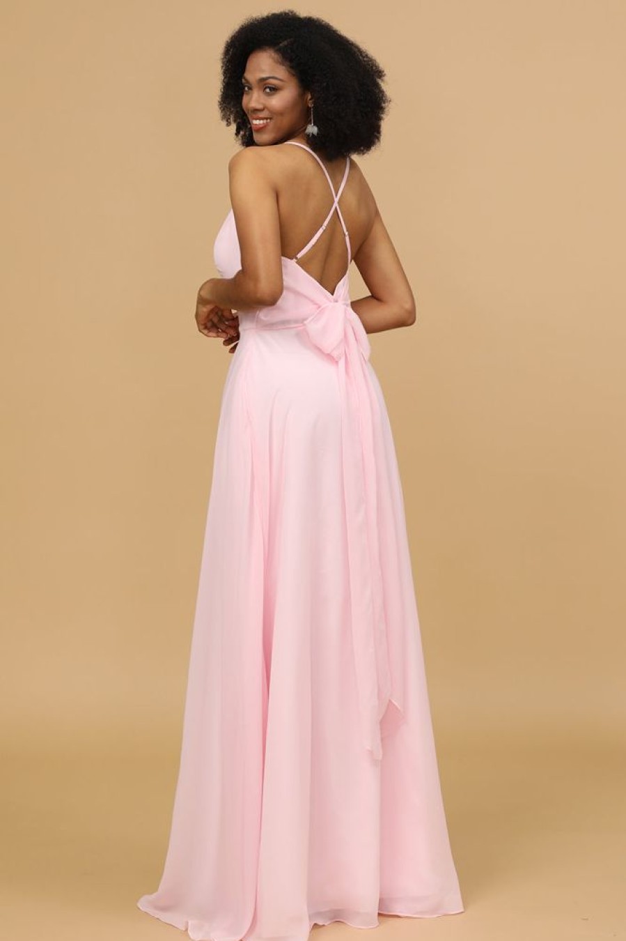 Homrain Spaghetti Straps Chiffon Bridesmaid Dress | Bridesmaid Dress Under 100