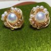 Homrain Natural Pearls Metal Earrings | Bridal Accessories