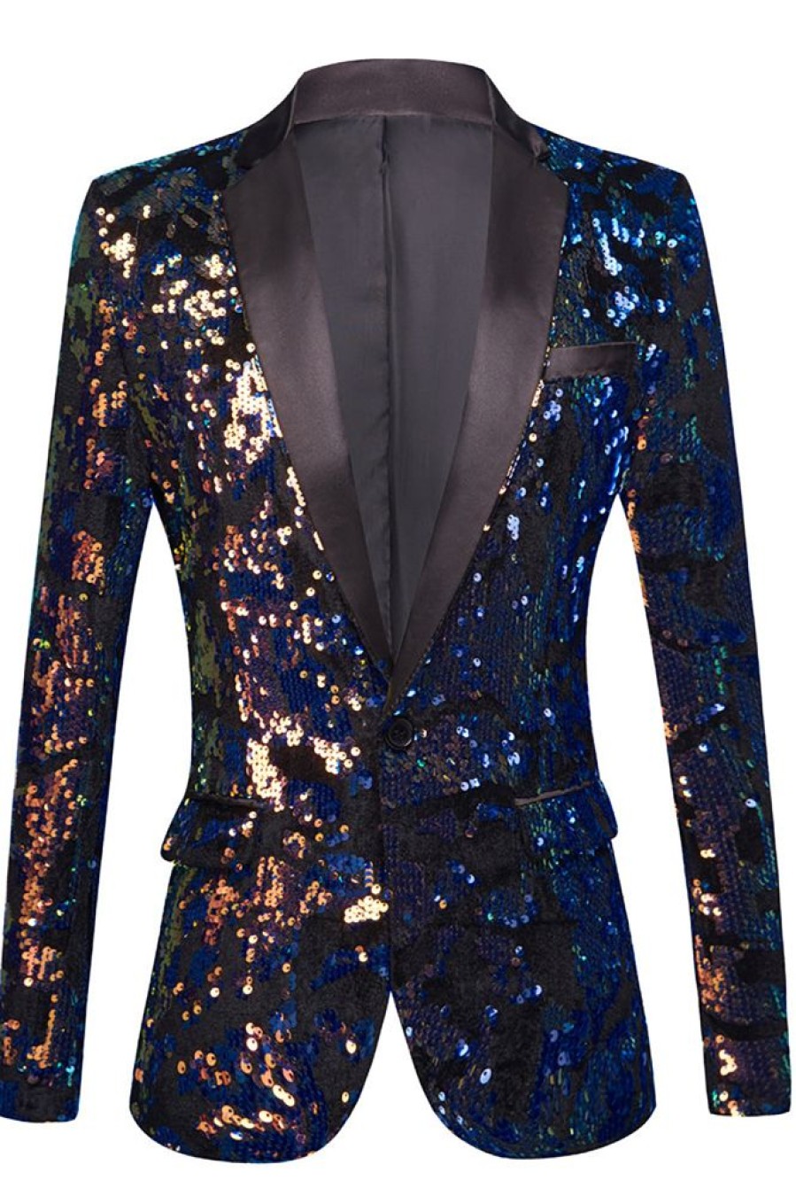 Homrain Sparkly Dark Blue Sequins Men'S Blazer | Homecoming Suits