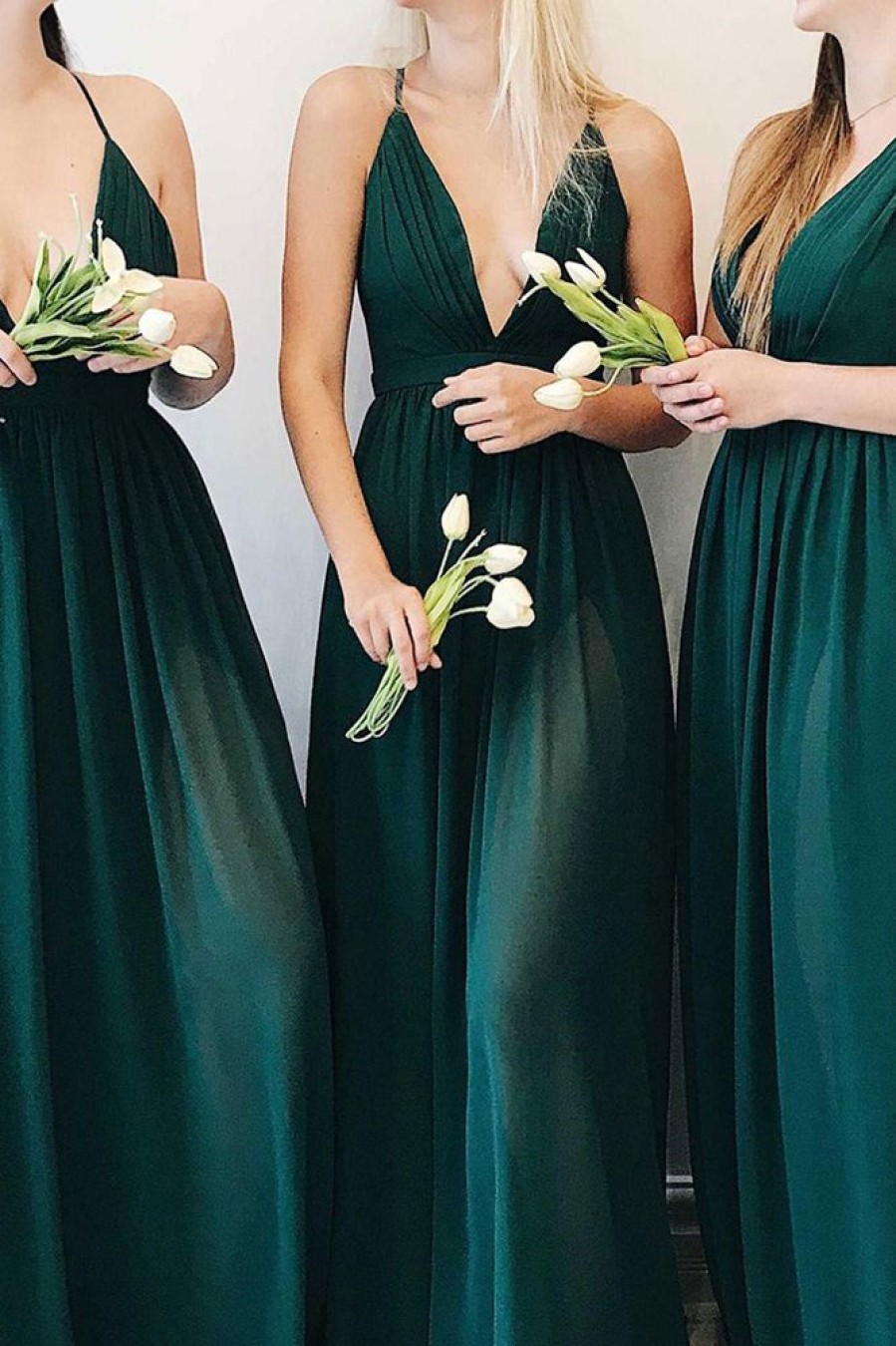 Homrain A-Line Pleated Long Chiffon Boho Bridesmaid Dress | Boho Bridesmaid Dresses