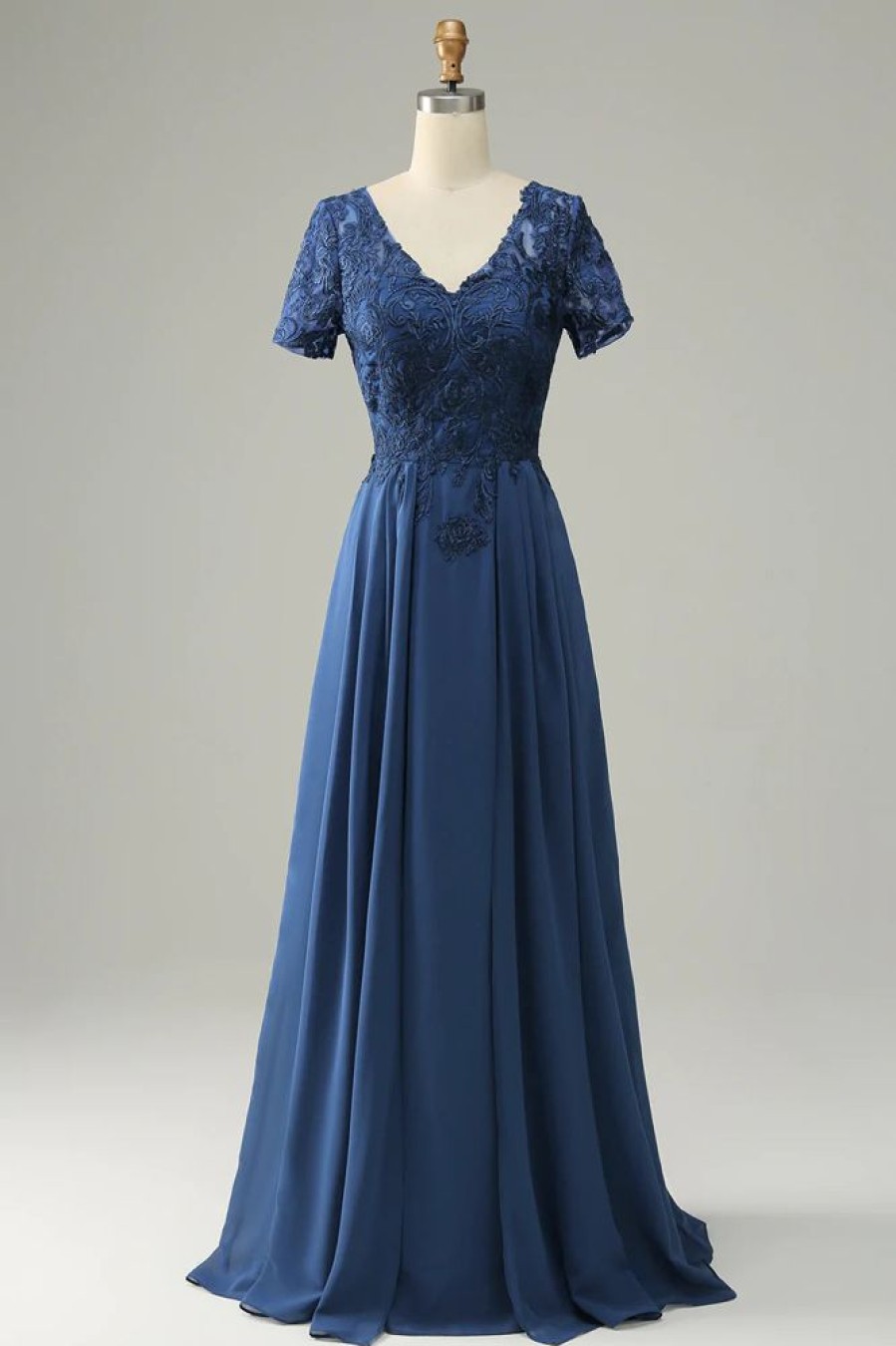 Homrain Blue A Line Mother Of Bride Dress With Appliques | Wedding Guest Dresses