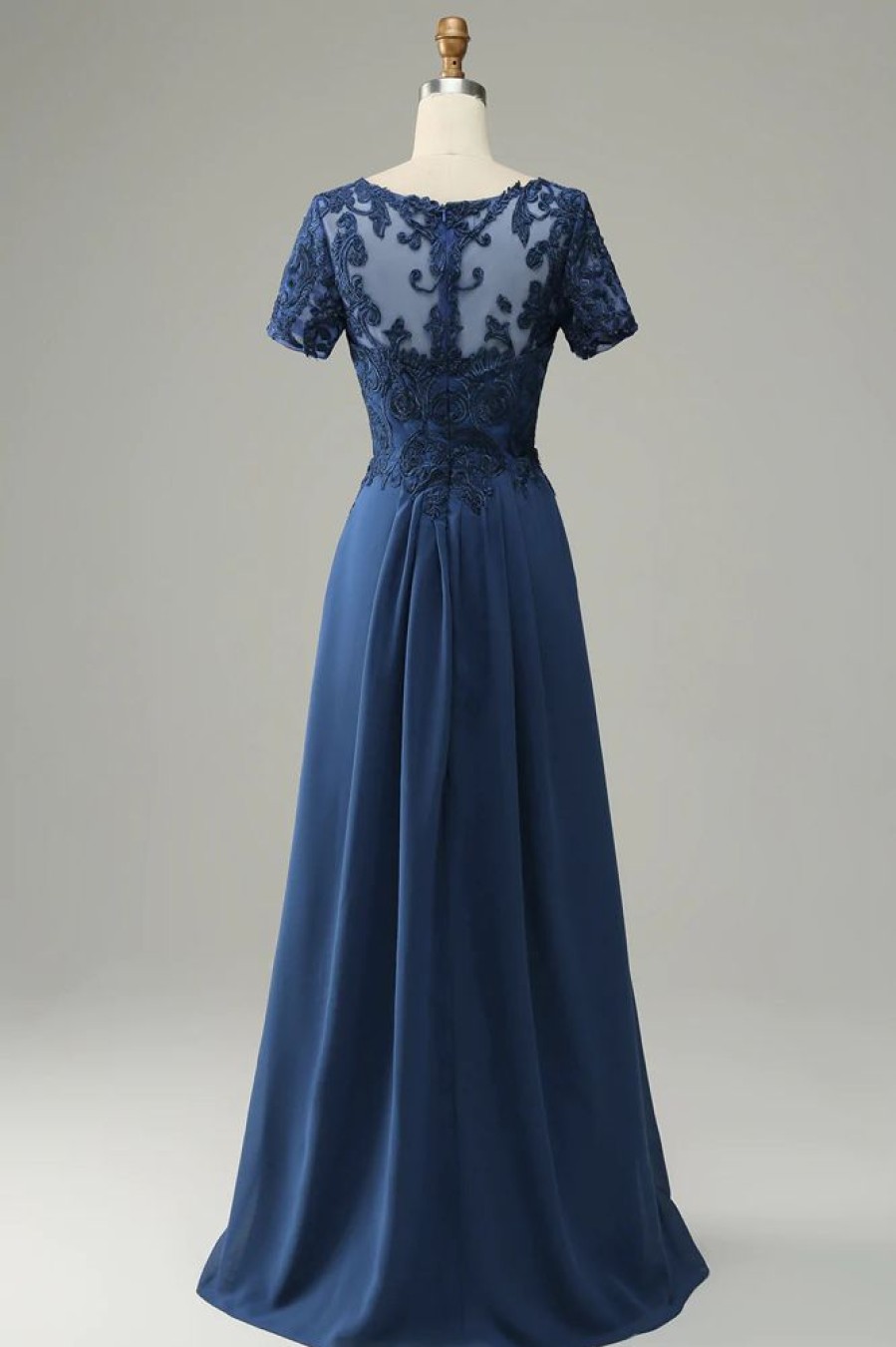 Homrain Blue A Line Mother Of Bride Dress With Appliques | Wedding Guest Dresses