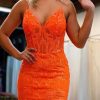 Homrain Sparkly Sequins Tight Homecoming Dress | Orange Hoco Dresses