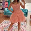 Homrain Corset A-Line Short Tulle Homecoming Dress | Orange Hoco Dresses