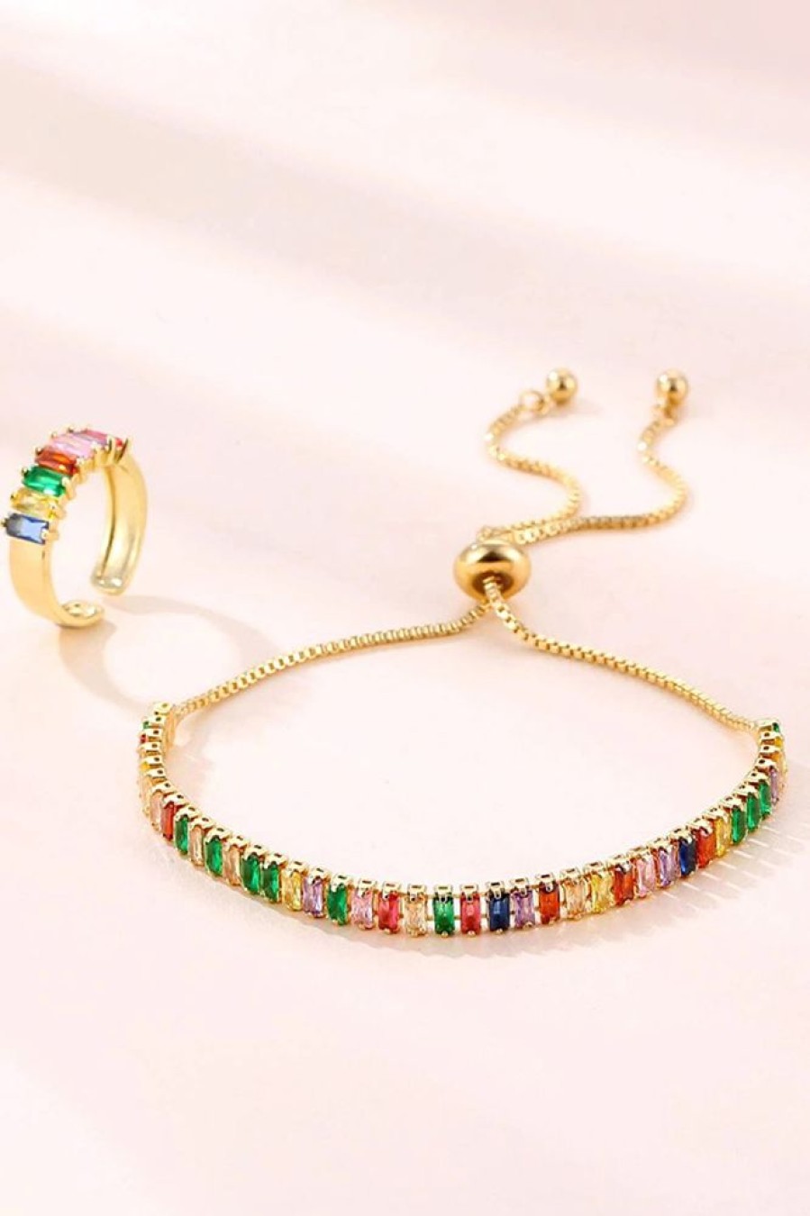 Homrain Colorful Rhinestone Bracelet Earring Party Set | Bracelets