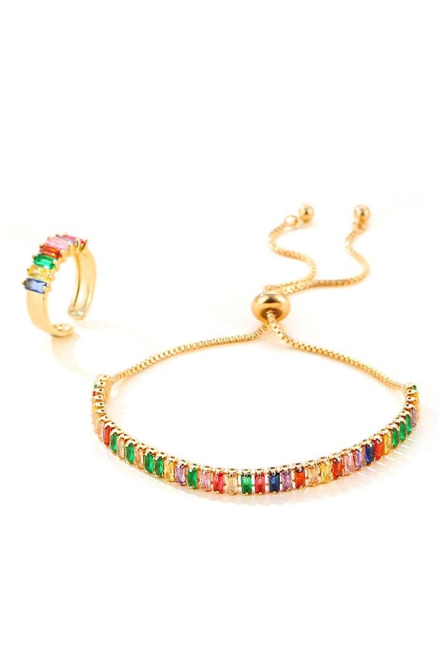 Homrain Colorful Rhinestone Bracelet Earring Party Set | Bracelets