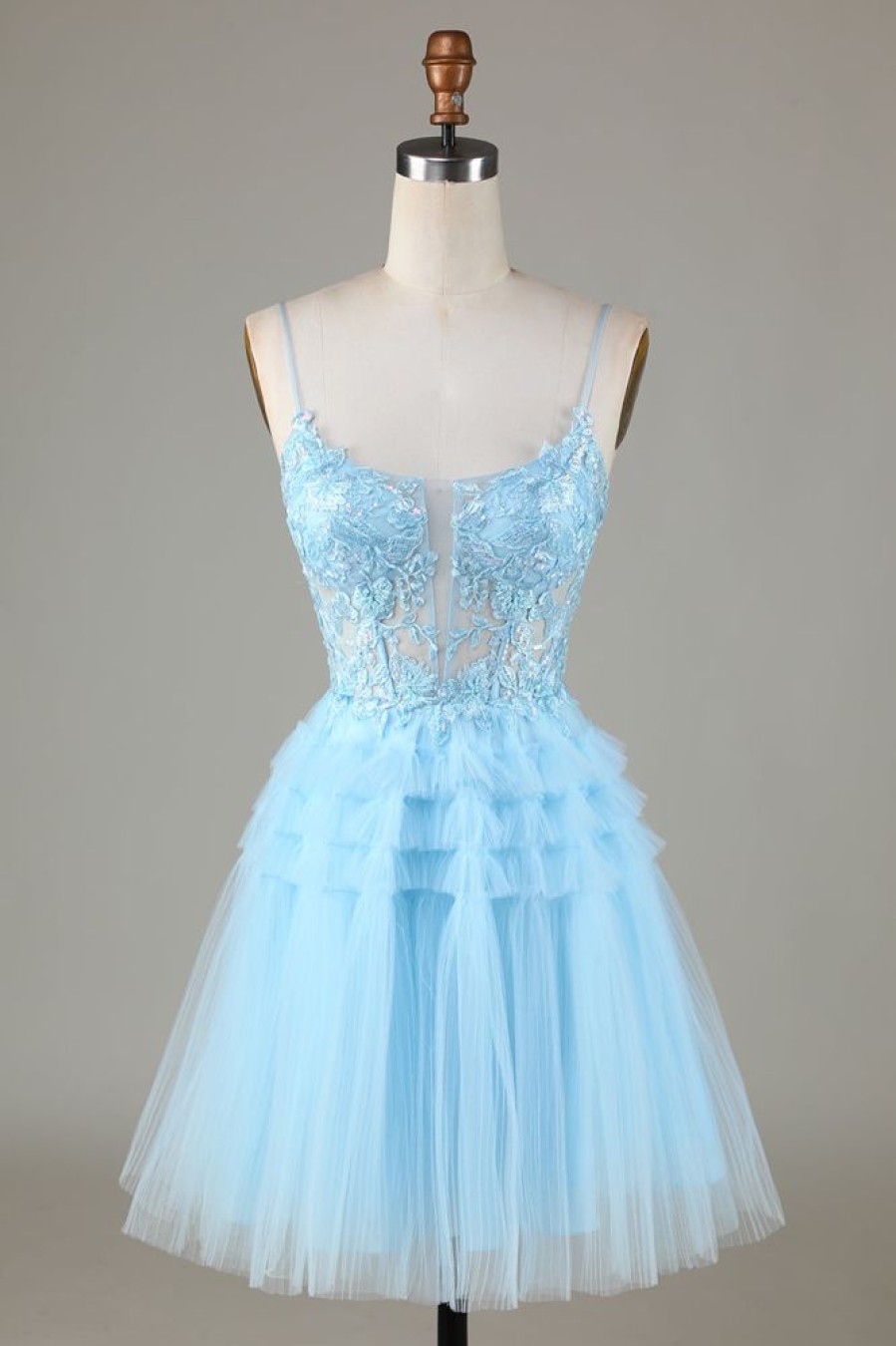 Homrain Blue Glitter Cute Homecoming Dress With Appliques | Blue Hoco Dresses