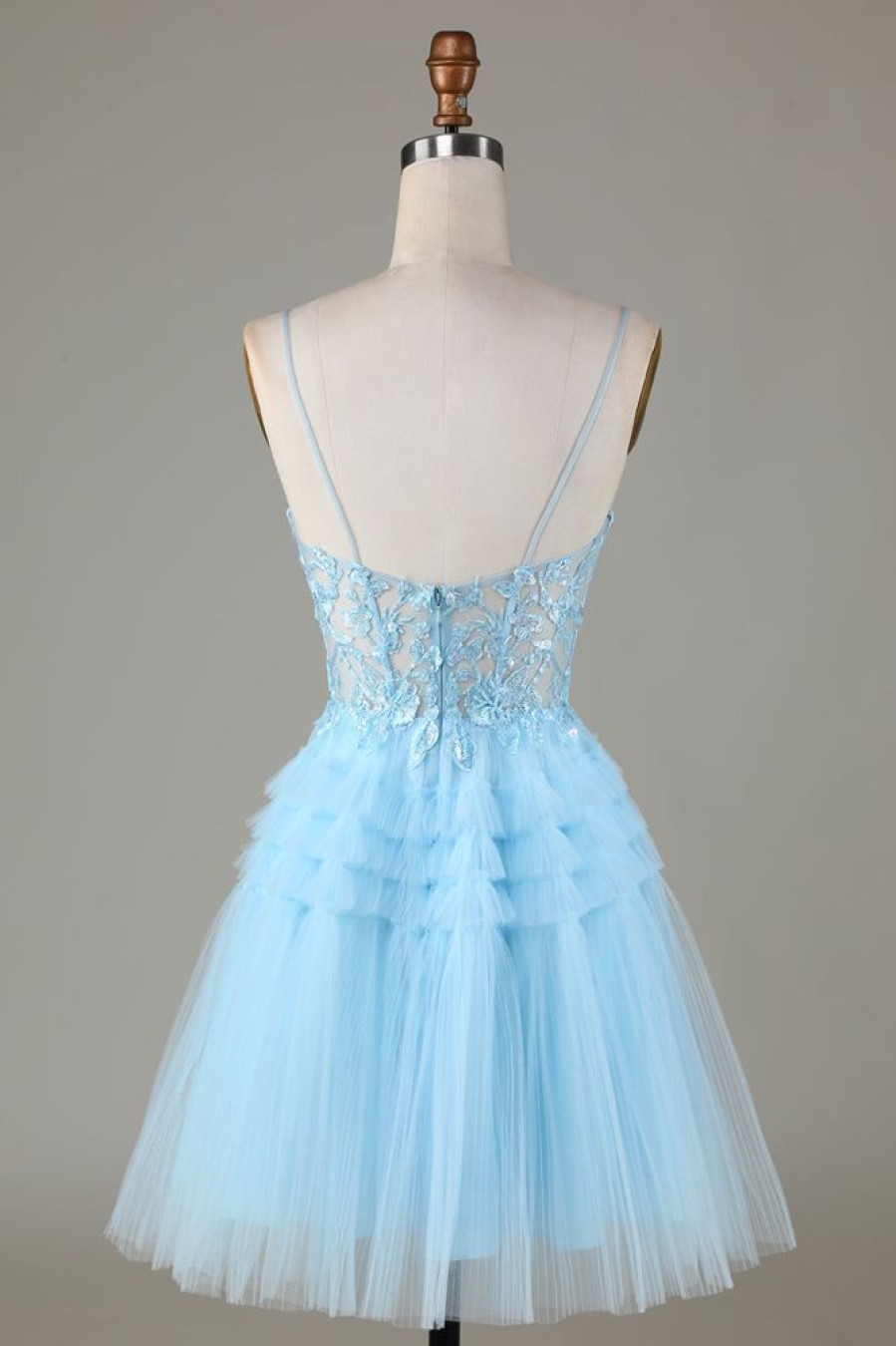 Homrain Blue Glitter Cute Homecoming Dress With Appliques | Blue Hoco Dresses