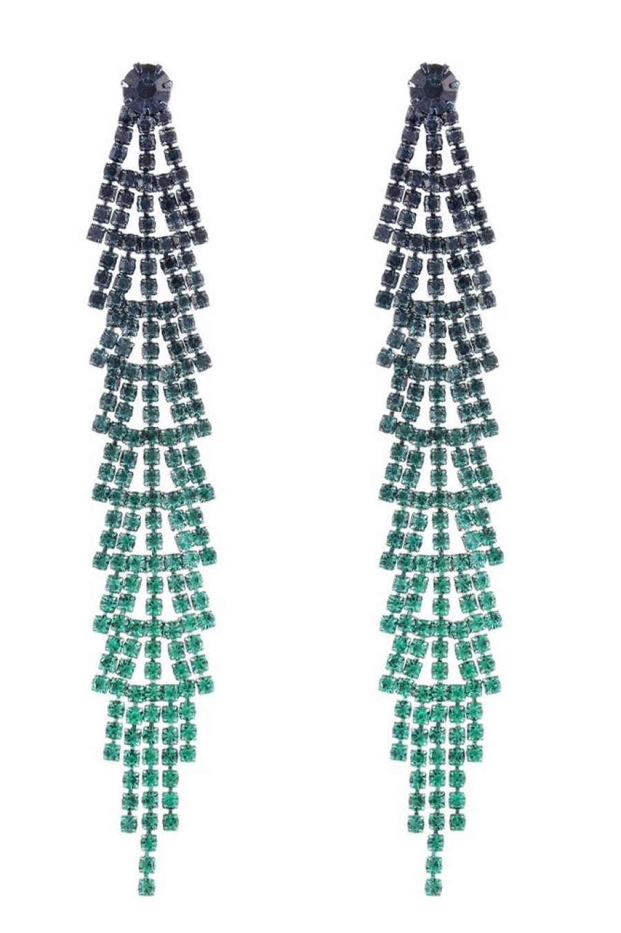 Homrain Tassel Gradient Colored Rhinestones Long Earrings | Earrings