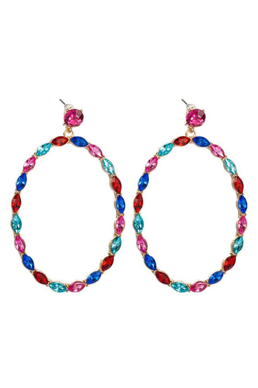 Homrain Rhinestone Loop Earrings | Earrings