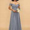 Homrain Off The Shoulder Chiffon Bridesmaid Dress | Boho Bridesmaid Dresses