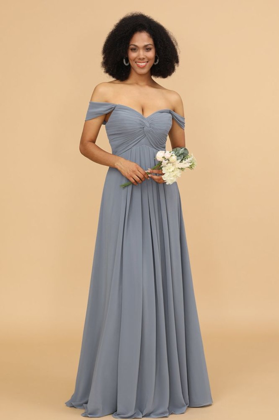 Homrain Off The Shoulder Chiffon Bridesmaid Dress | Boho Bridesmaid Dresses