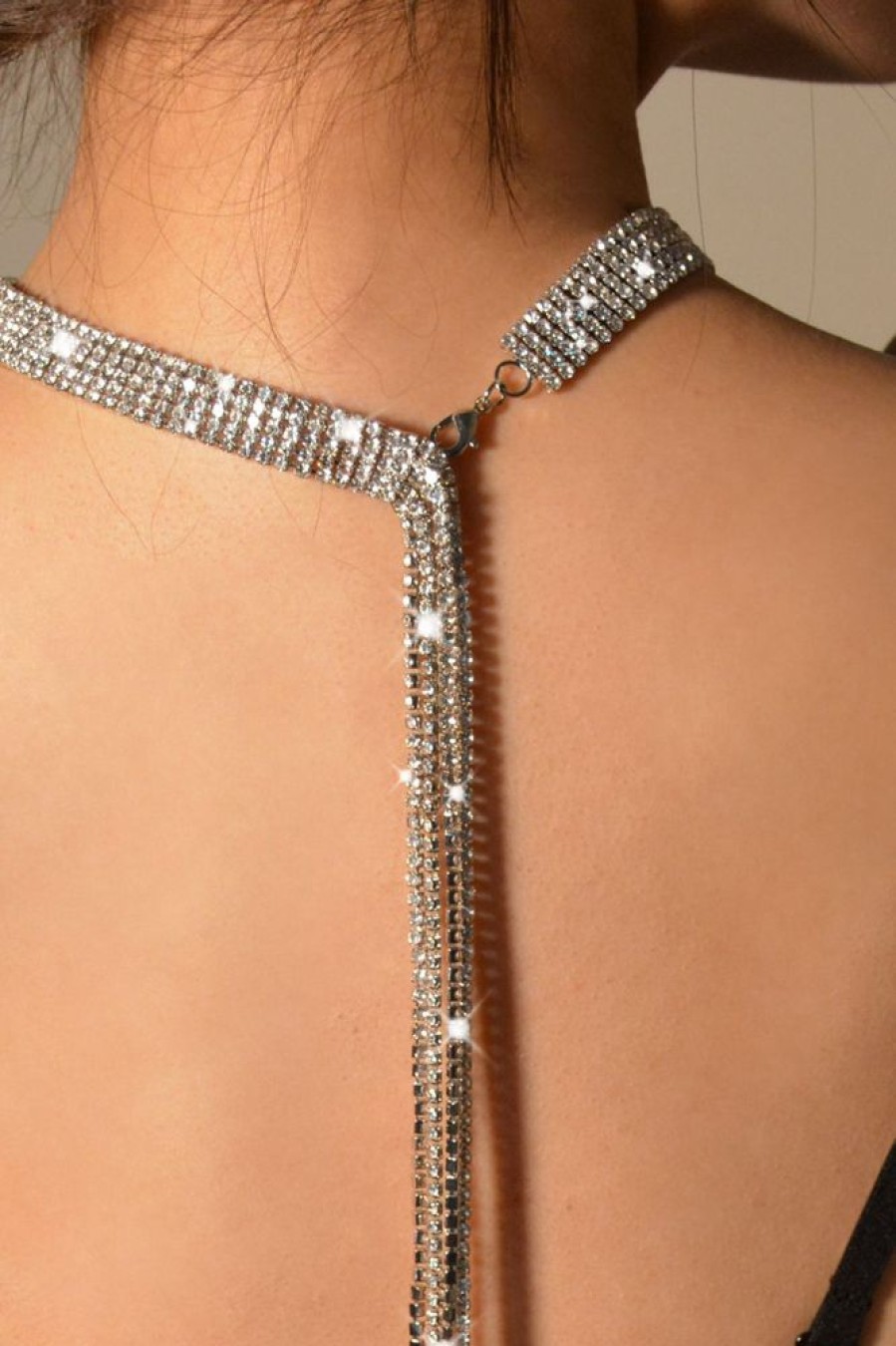 Homrain Sparkly Long Crystal Collar Necklace | Necklace