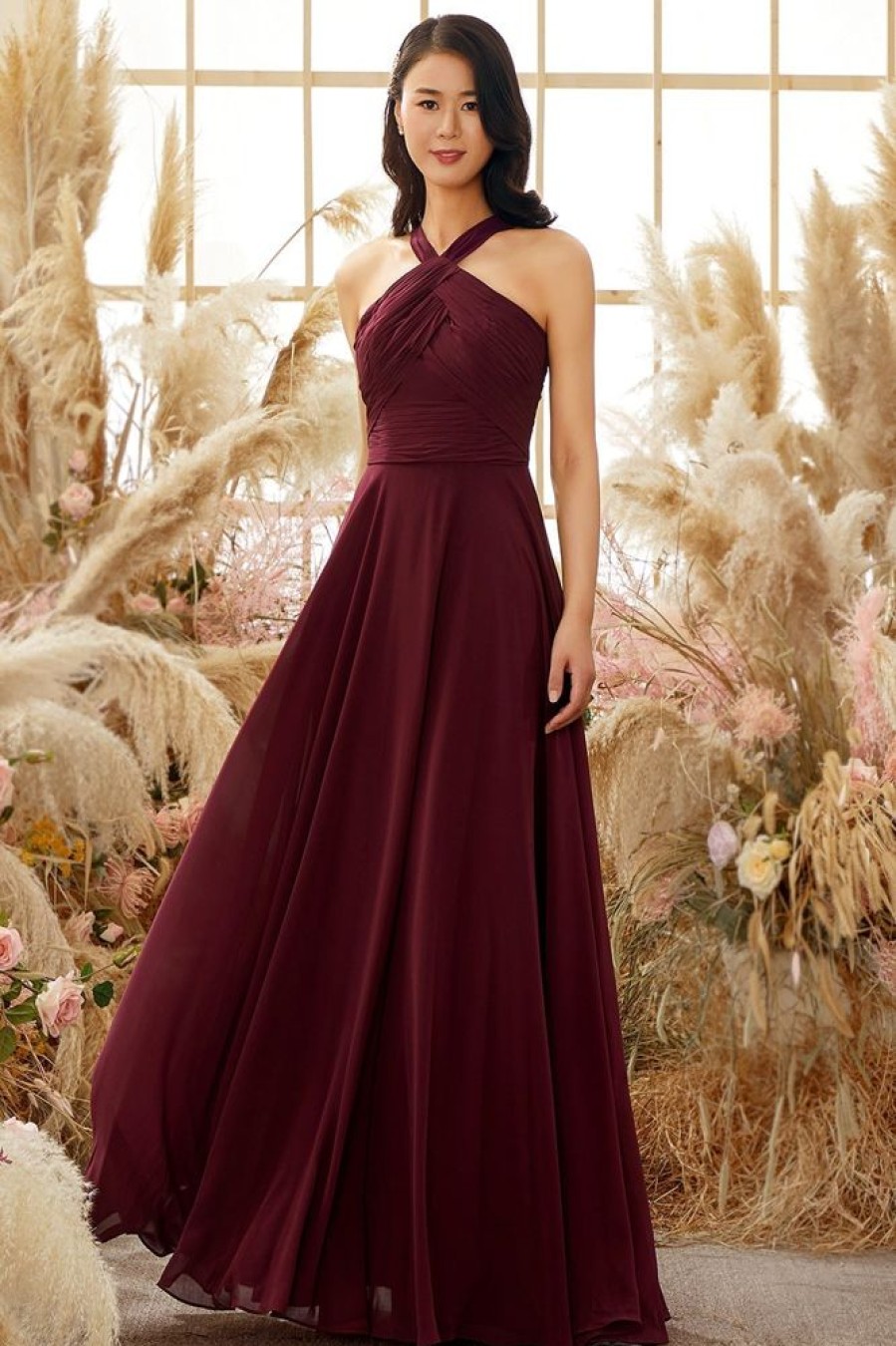 Homrain Halter Chiffon Bridesmaid Dress | Wedding Guest Dresses