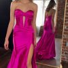 Homrain Mermaid Sweetheart Long Prom Dress With Slit | Hot Pink Prom Dresses