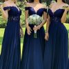 Homrain A-Line Corset Long Chiffon Bridesmaid Dress With Lace | Boho Bridesmaid Dresses