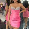 Homrain Sparkly Sweetheart Beaded Tight Homecoming Dress | Pink Hoco Dresses