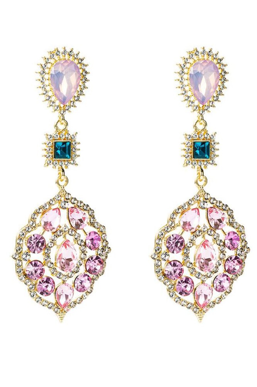 Homrain Light Purple Rhinestones Beaded Earrings | Earrings